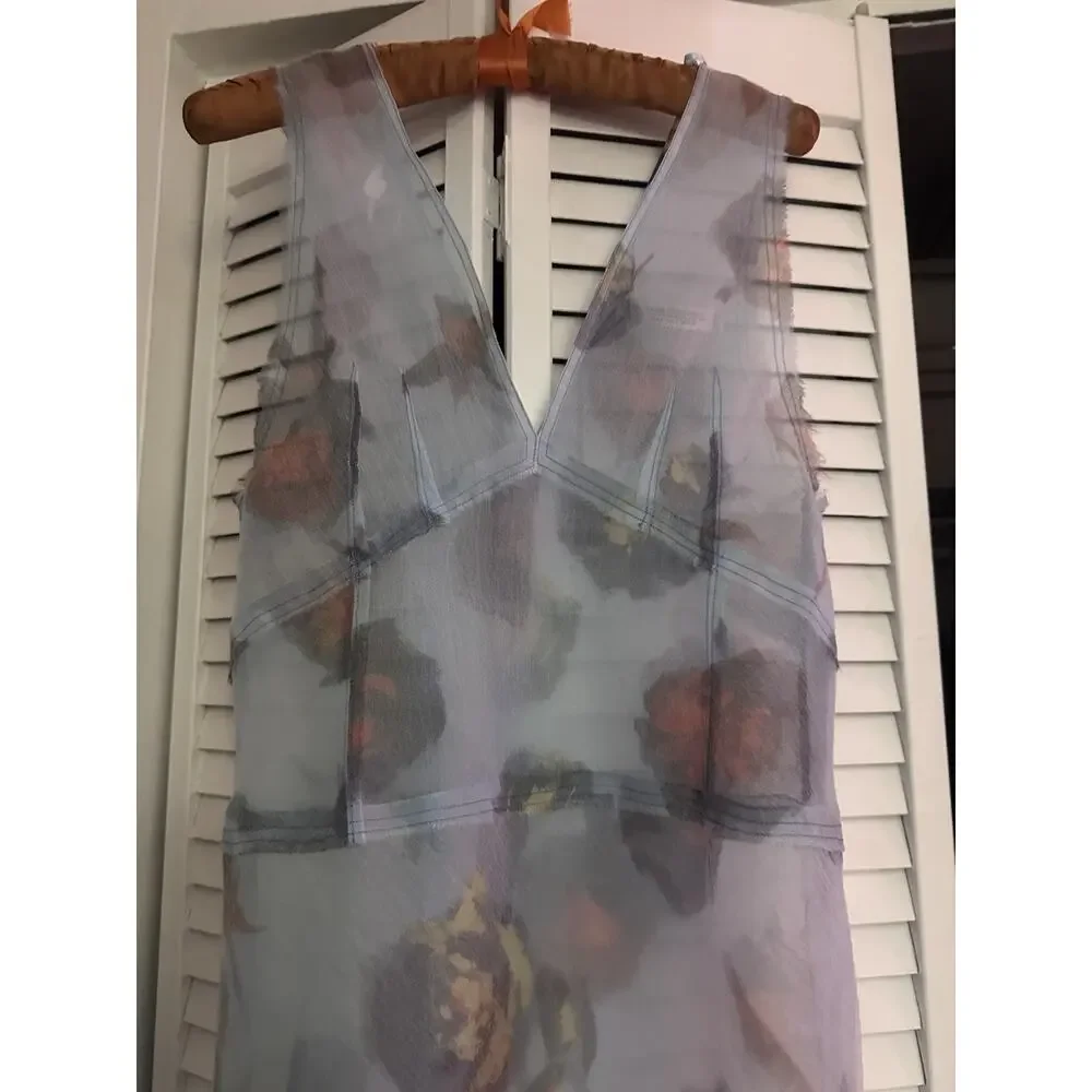 Viral Collection Zara Dress With Slip Light Blue Roses Feels Roca￼Small - Picture 5 of 8